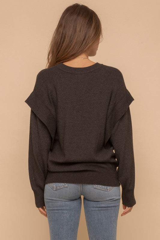 Band Detail Armhole Dolman Sweater