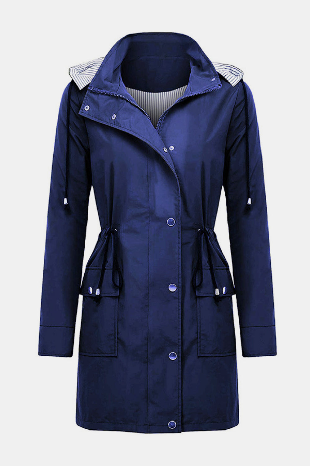 Drawstring Waist Flap Pocket Raincoat - Absolute Fashion 2020
