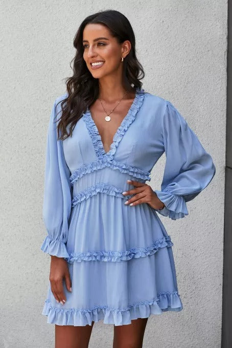 Ruffle Detailing Open Back Dress - Absolute Fashion 2020