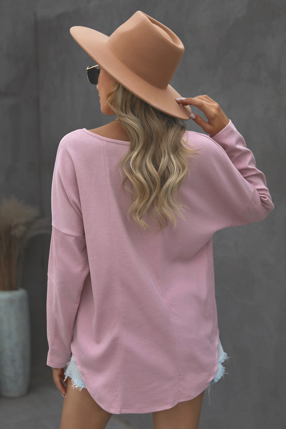Grommet Long Sleeve V-Neck Top - Absolute Fashion 2020