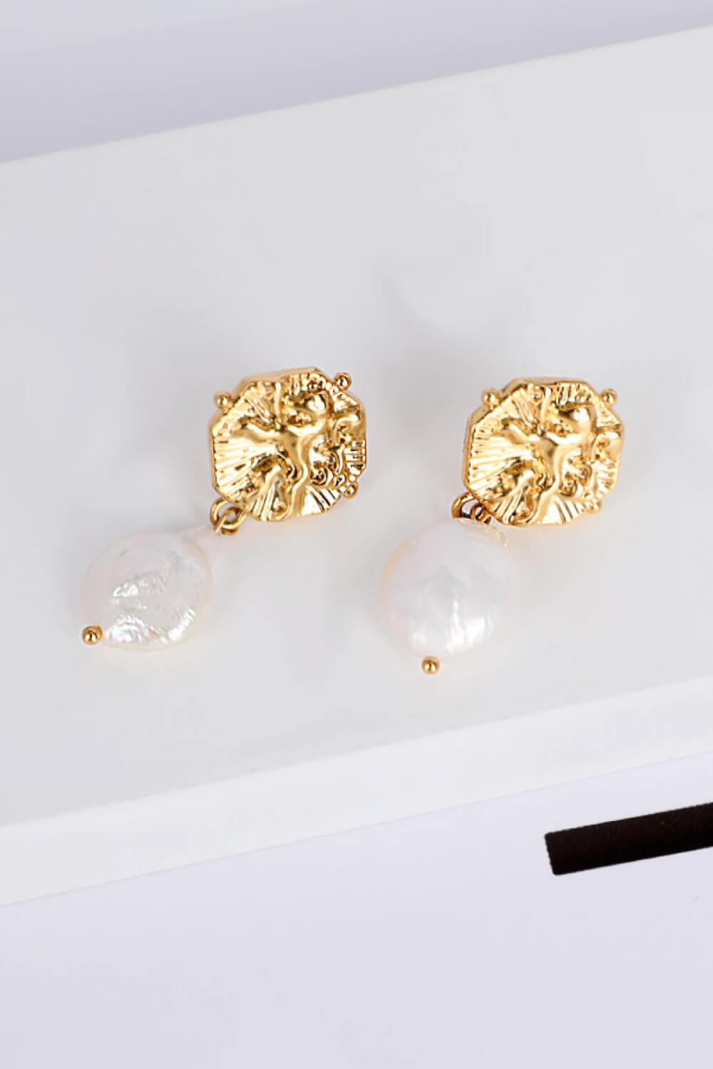 Gold-Plated Copper Pearl Drop Earrings