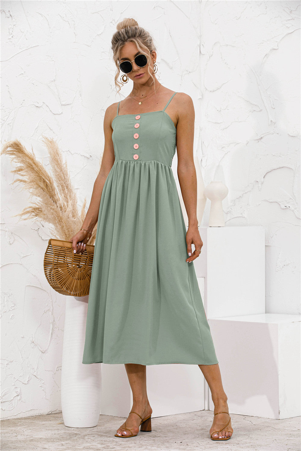 Spaghetti Straps Button down Dress - Absolute Fashion 2020