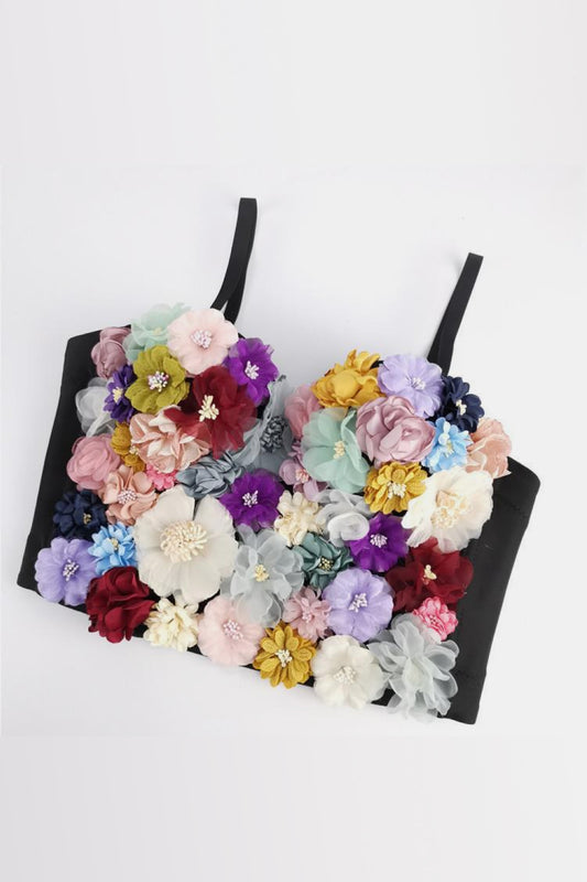 Flower Embellishment Longline Bralette