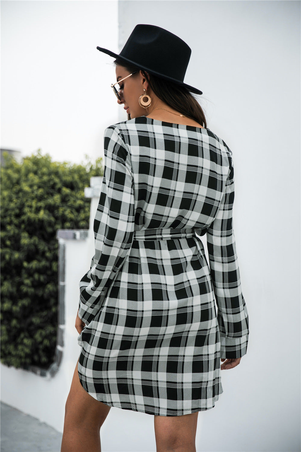 Gingham Tie Waist V Neck Dress - Absolute Fashion 2020