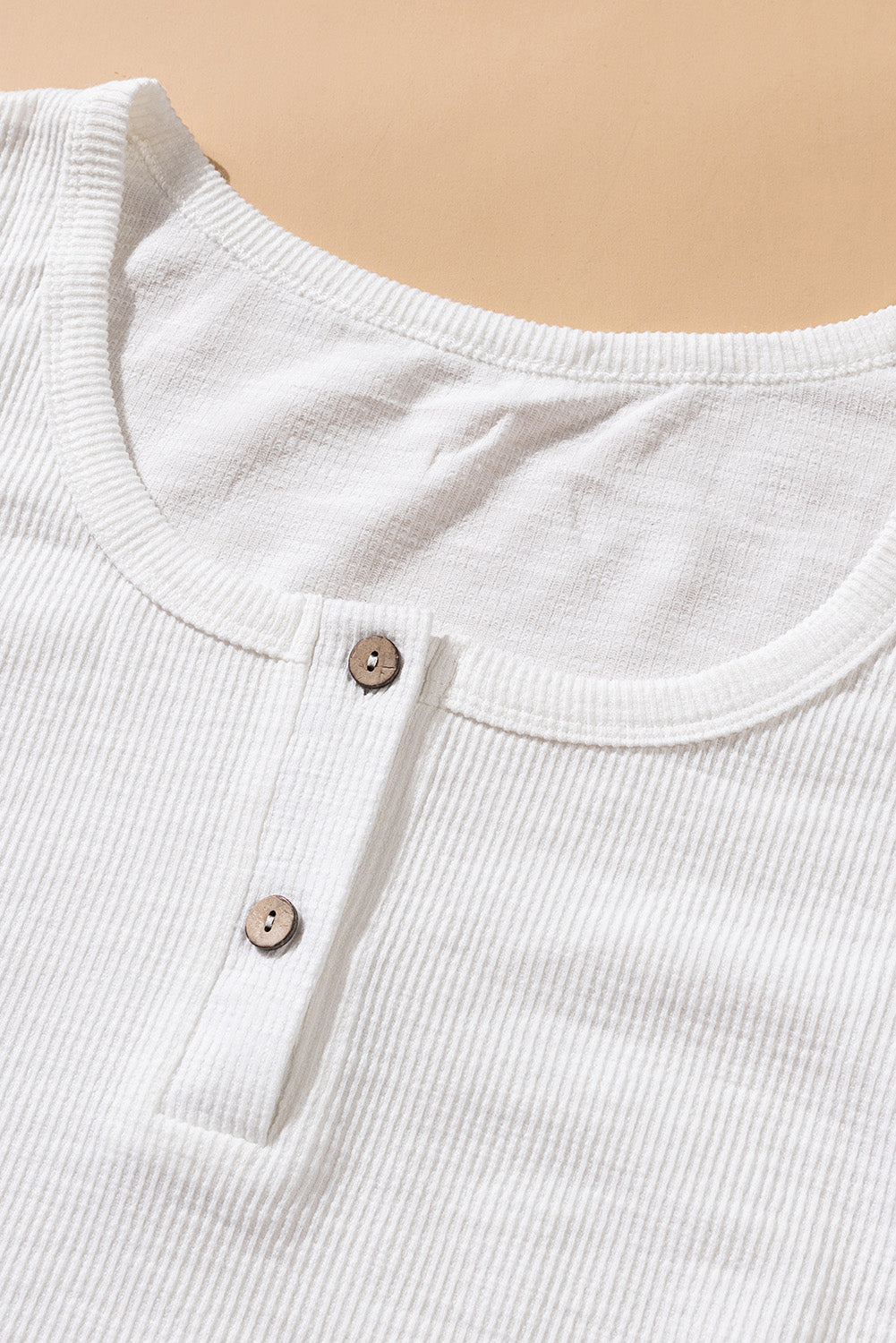 Button Detail Scoop Neck Ribbed Knit Top - Absolute Fashion 2020