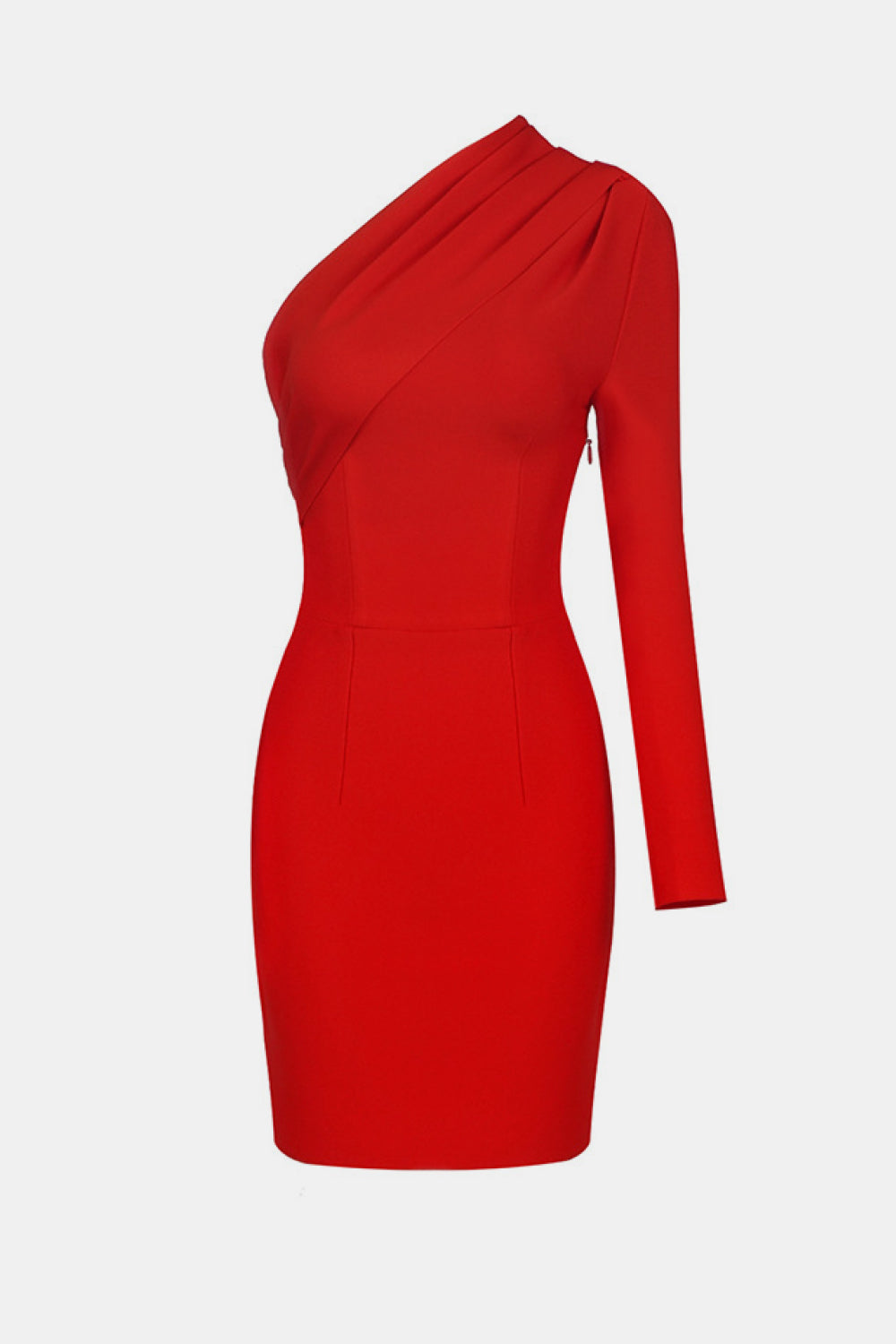 Asymmetrical Neck One Sleeve Bodycon Dress