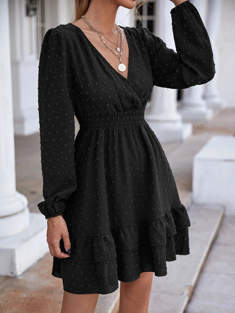 Surplice Neck Long Sleeve Dress