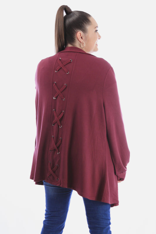 Stretch Laceup Back Cardigan