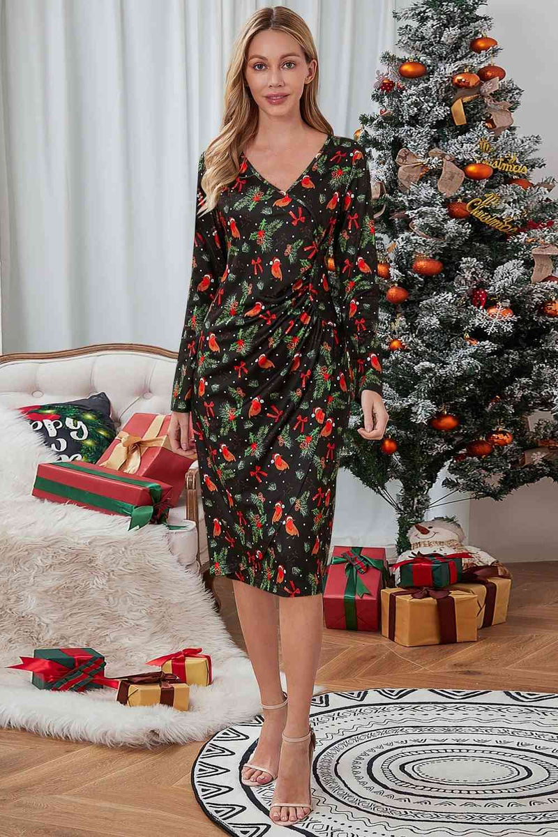 Christmas Element Print Long Sleeve Dress - Absolute fashion 2020