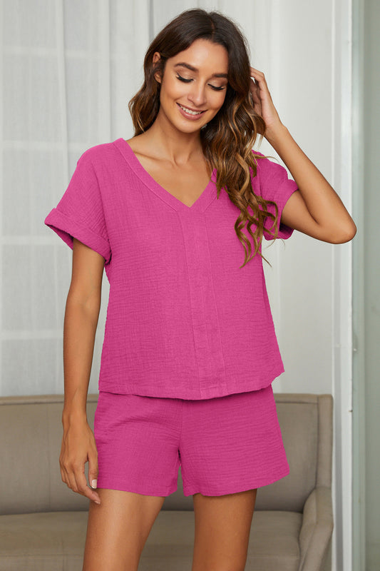 V Neck Top and Shorts Set - Absolute Fashion 2020