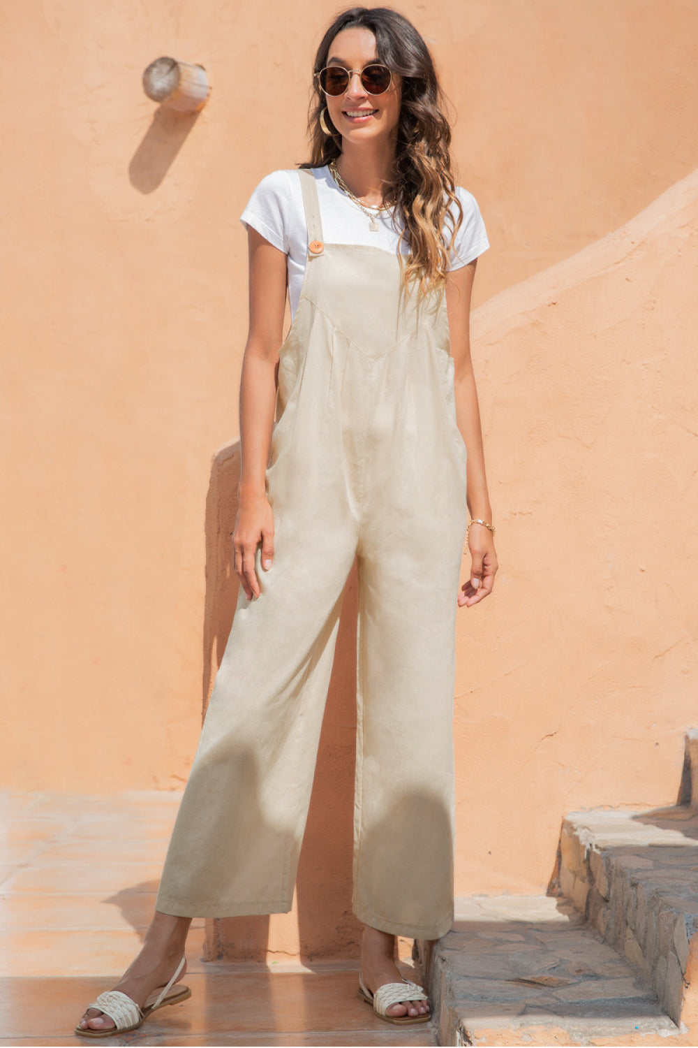 Dual Button Wide Leg Jumpsuit - Absolute Fashion 2020