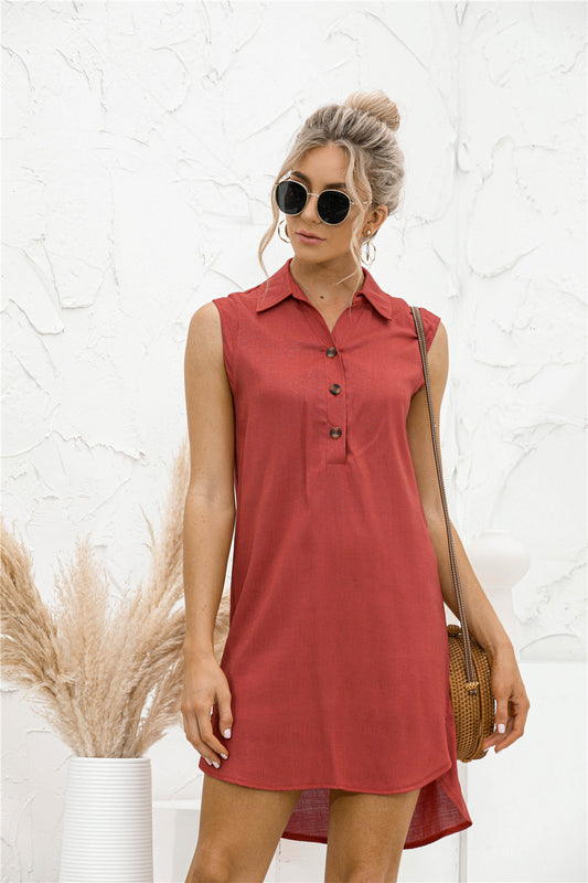 Sleeveless Slit Shirt Dress - Absolute Fashion 2020