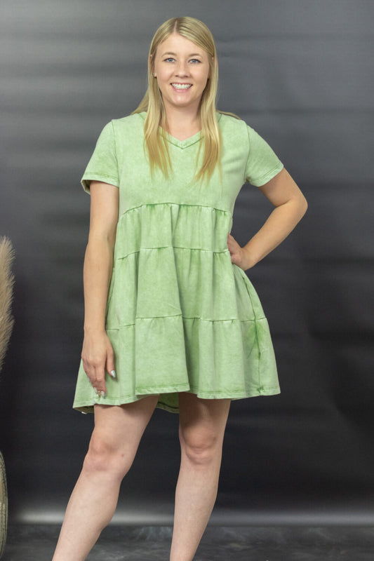 Sew In Love Breathtaking Views Full Size Tiered Mini Dress in Mint