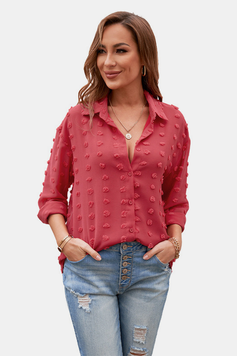 Swiss Dot Buttoned Chiffon Top - Absolute Fashion 2020