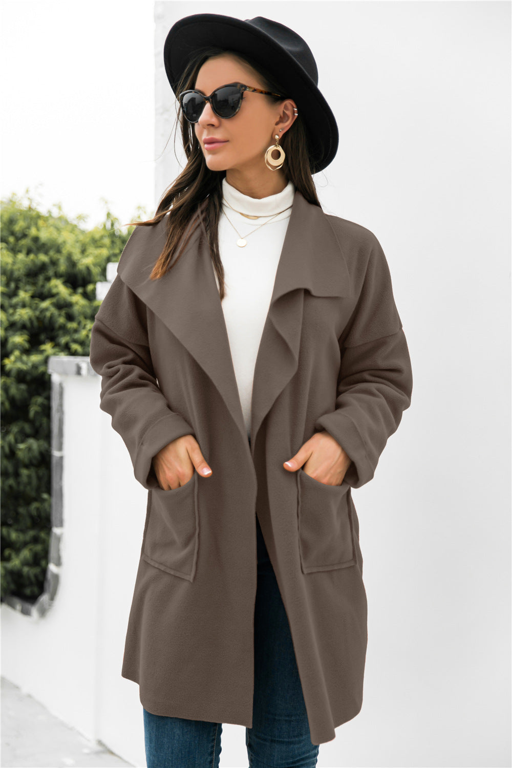 Waterfall Collar Open Front Coat - Absolute Fashion 2020