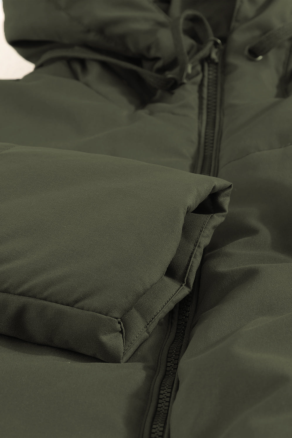 Drawstring Hem Hooded Jacket with Pockets