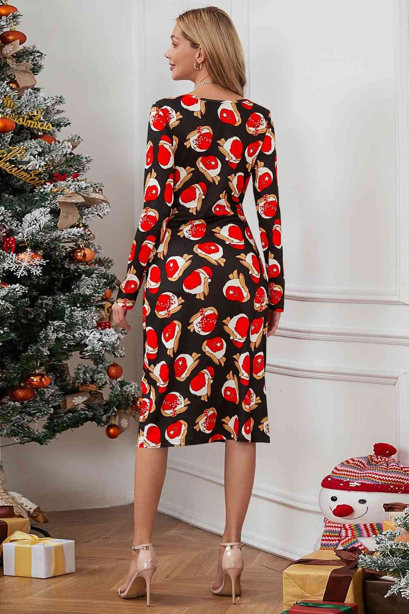 Christmas Element Print Long Sleeve Dress - Absolute fashion 2020