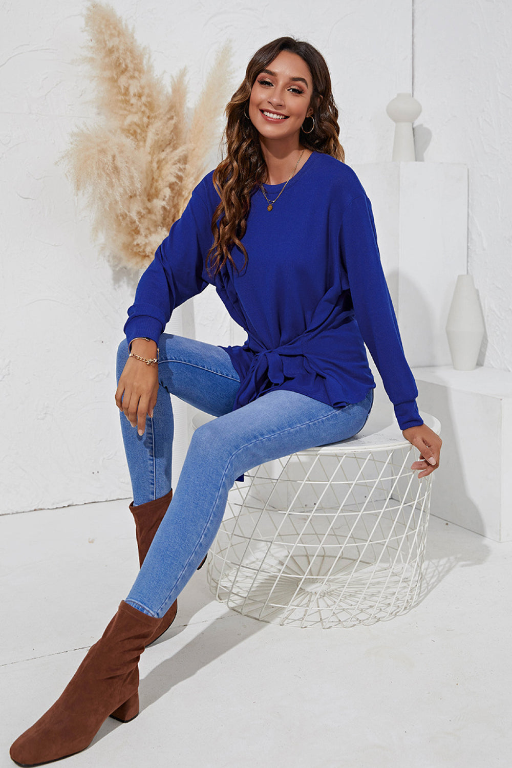 Round Neck Belted Top - Absolute Fashion 2020