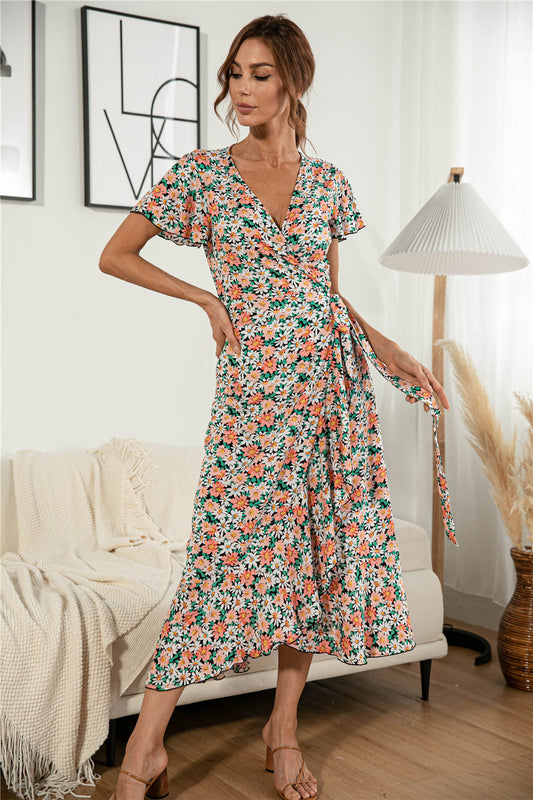 Floral Ruffle Hem Split Dress - Absolute Fashion 2020