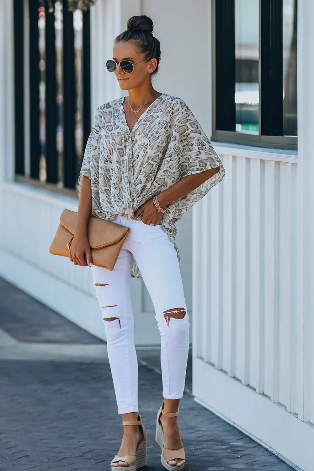 Animal Print Draped Sleeves Top - Absolute Fashion 2020