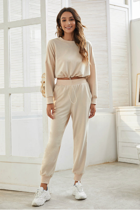 Crop Sweatshirt and Joggers Set - Absolute Fashion 2020