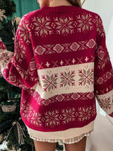 Snowflake Pattern Dropped Shoulder Sweater