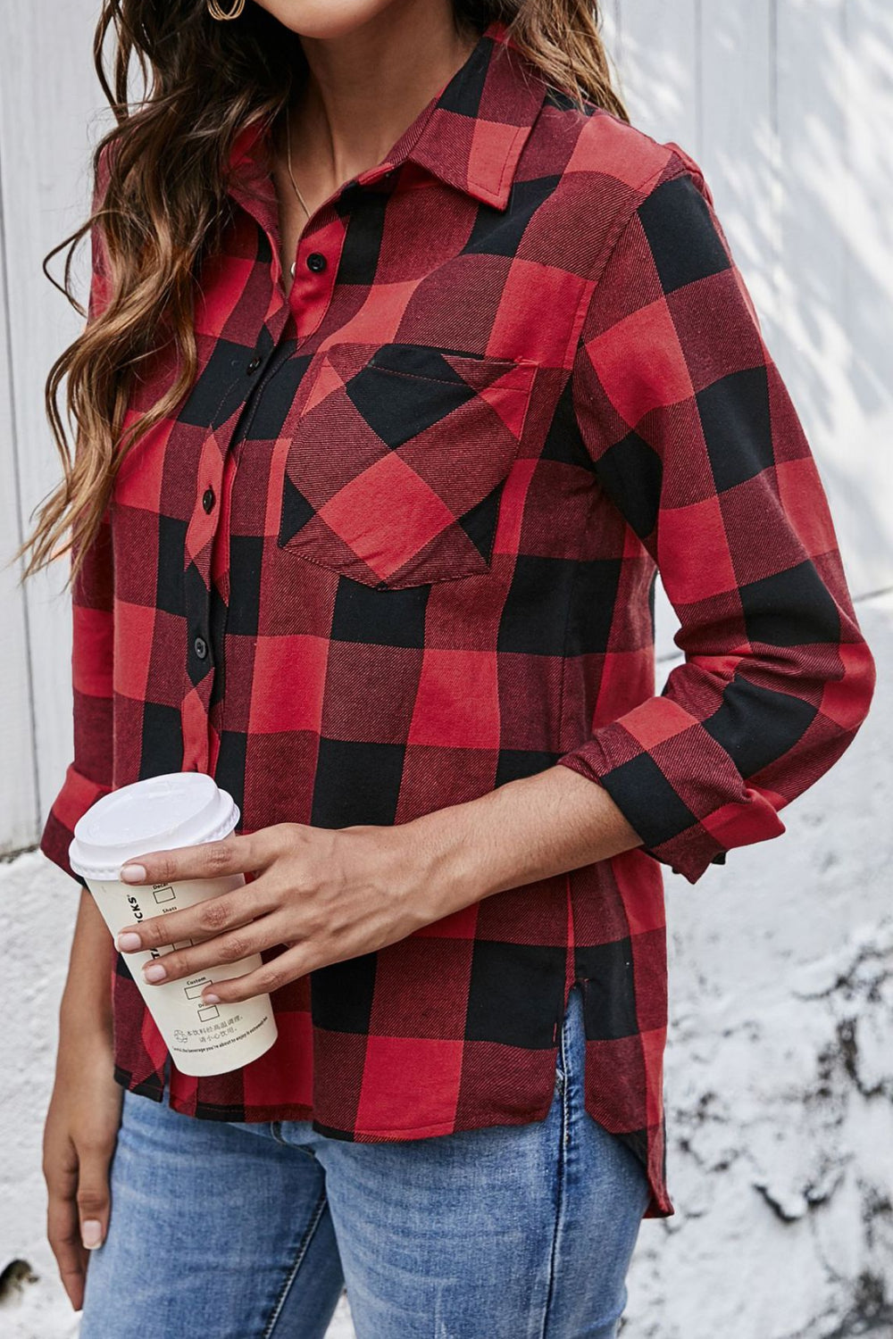 Plaid Button Up Pocket Blouse - Absolute Fashion 2020