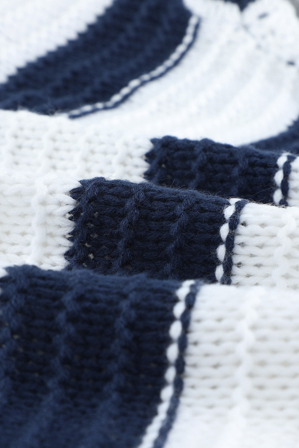 Two-Tone Striped Open Front Ribbed Trim Cardigan