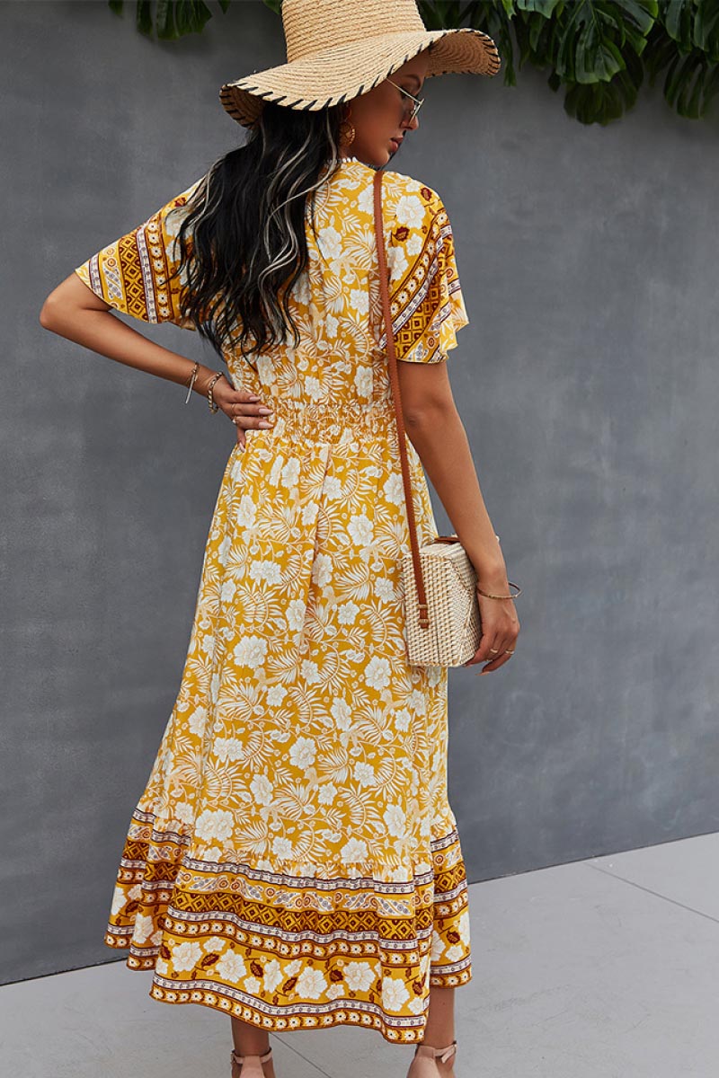 Bohemian Flutter Sleeve Wrap Top Dress - Absolute Fashion 2020