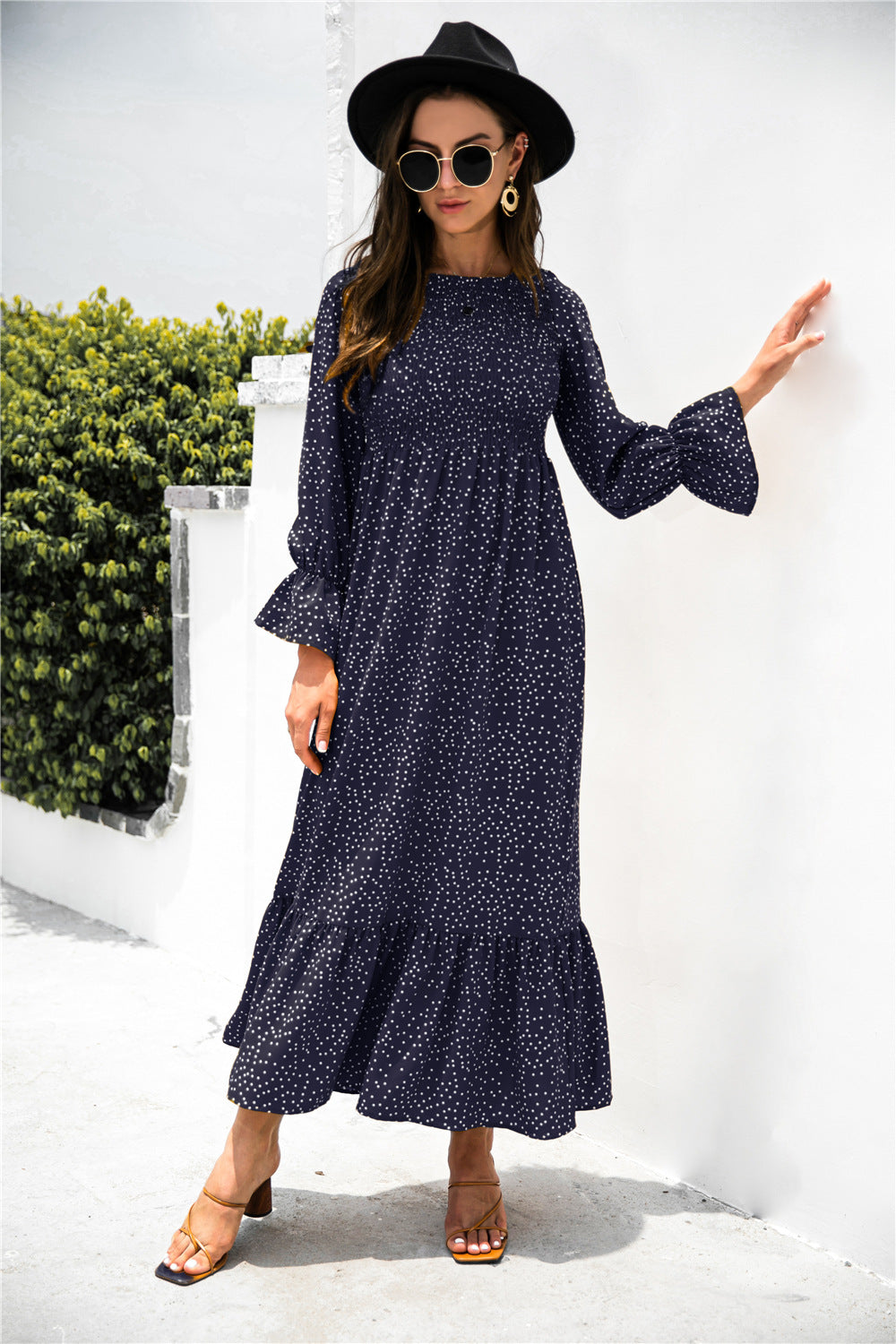 Printed Puff Sleeve Ruffle Maxi Dress - Absolute Fashion 2020