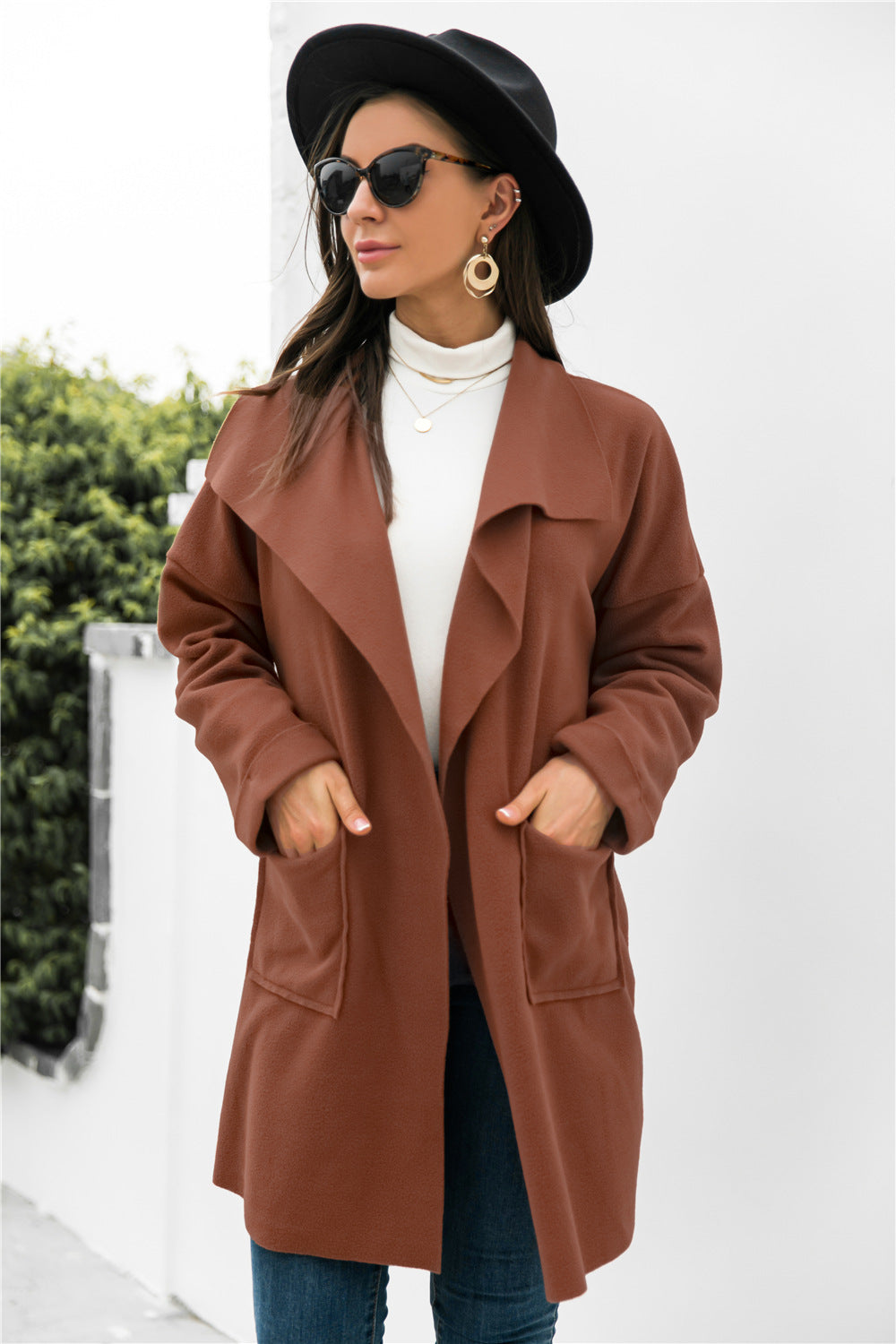 Waterfall Collar Open Front Coat - Absolute Fashion 2020
