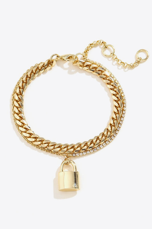 18K Gold Plated Lock Charm Bracelet