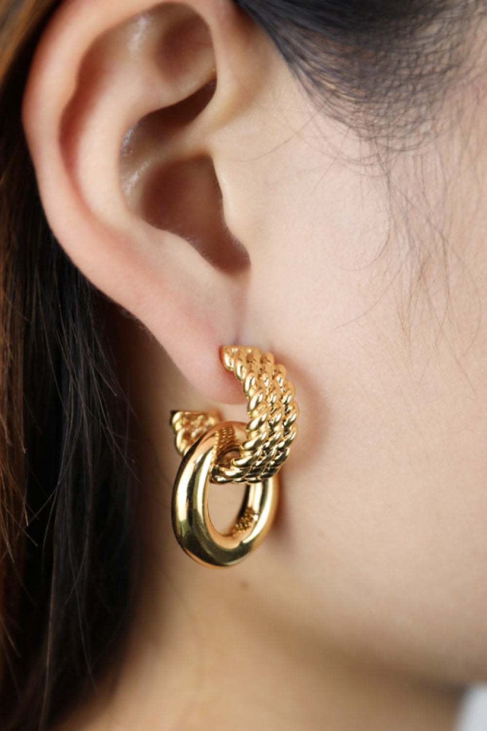 Twisted Gold-Plated Drop Earrings