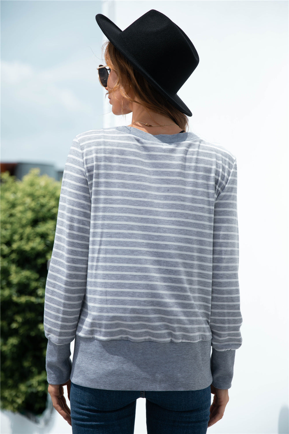 Striped Button Up V-neck Cardigan - Absolute Fashion 2020