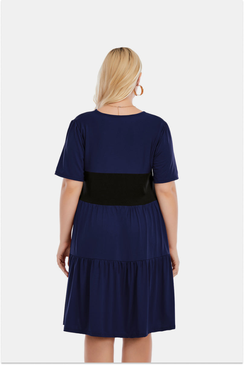 V Neck Short Sleeve Tiered Ruffle Hem Dress - Absolute Fashion 2020