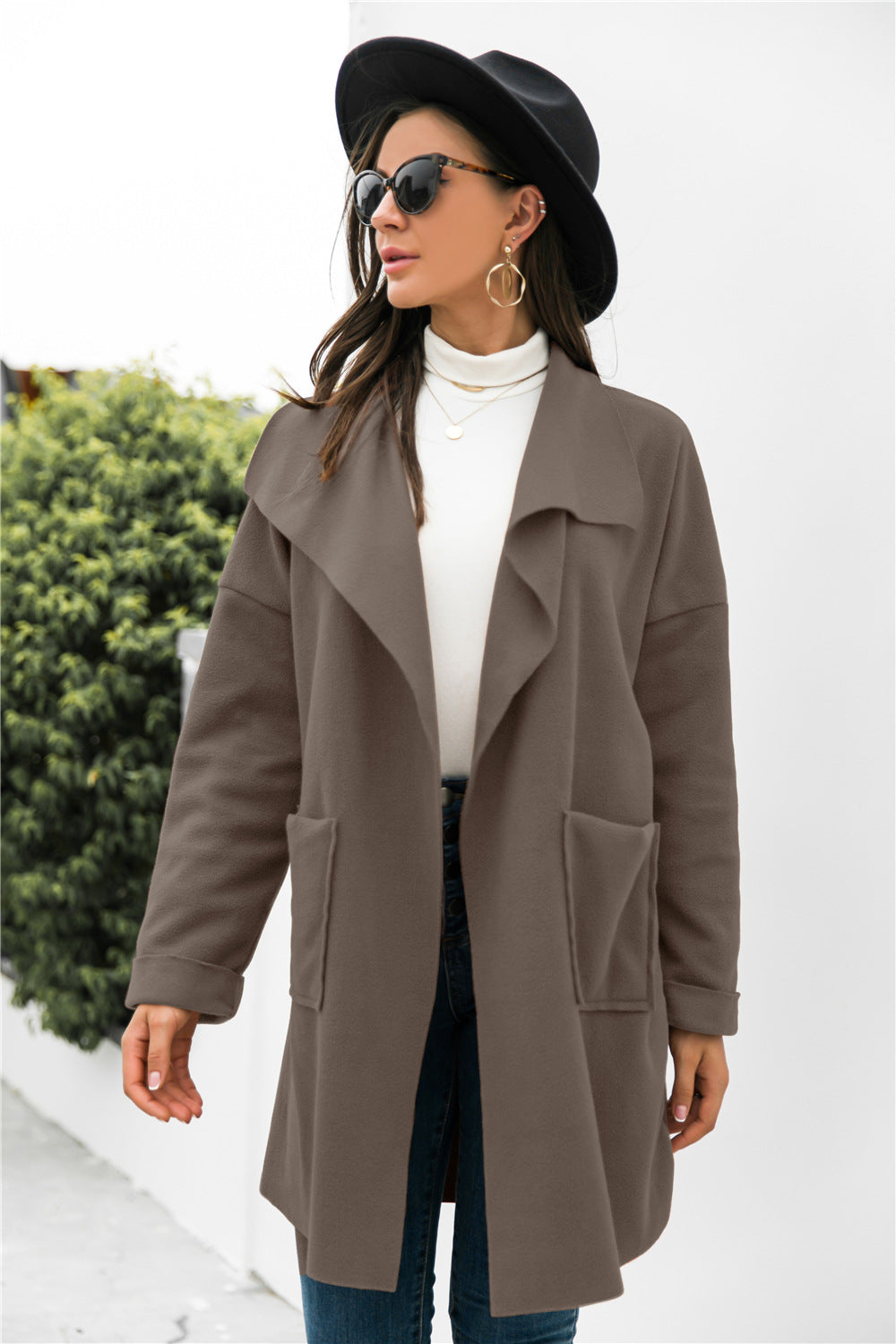 Waterfall Collar Open Front Coat - Absolute Fashion 2020