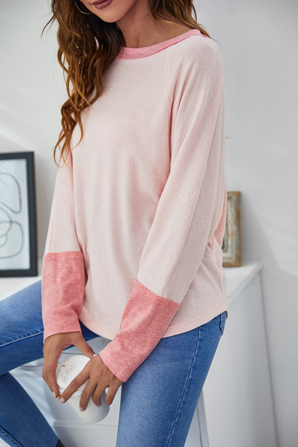 Two-Tone Dolman Sleeve Tee