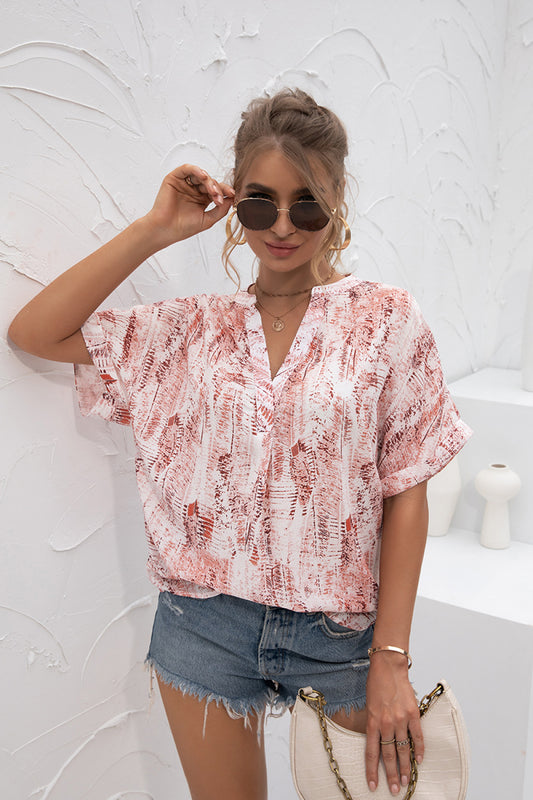 Tie-Dye V-Neck Chiffon Top - Absolute Fashion 2020