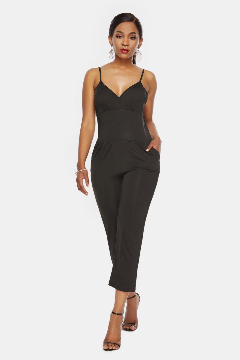 V Neck Crop Leg Plus Size Jumpsuit - Absolute Fashion 2020