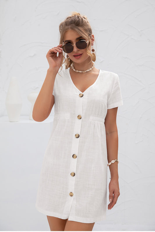 Button Down Short Sleeve Dress - Absolute Fashion 2020
