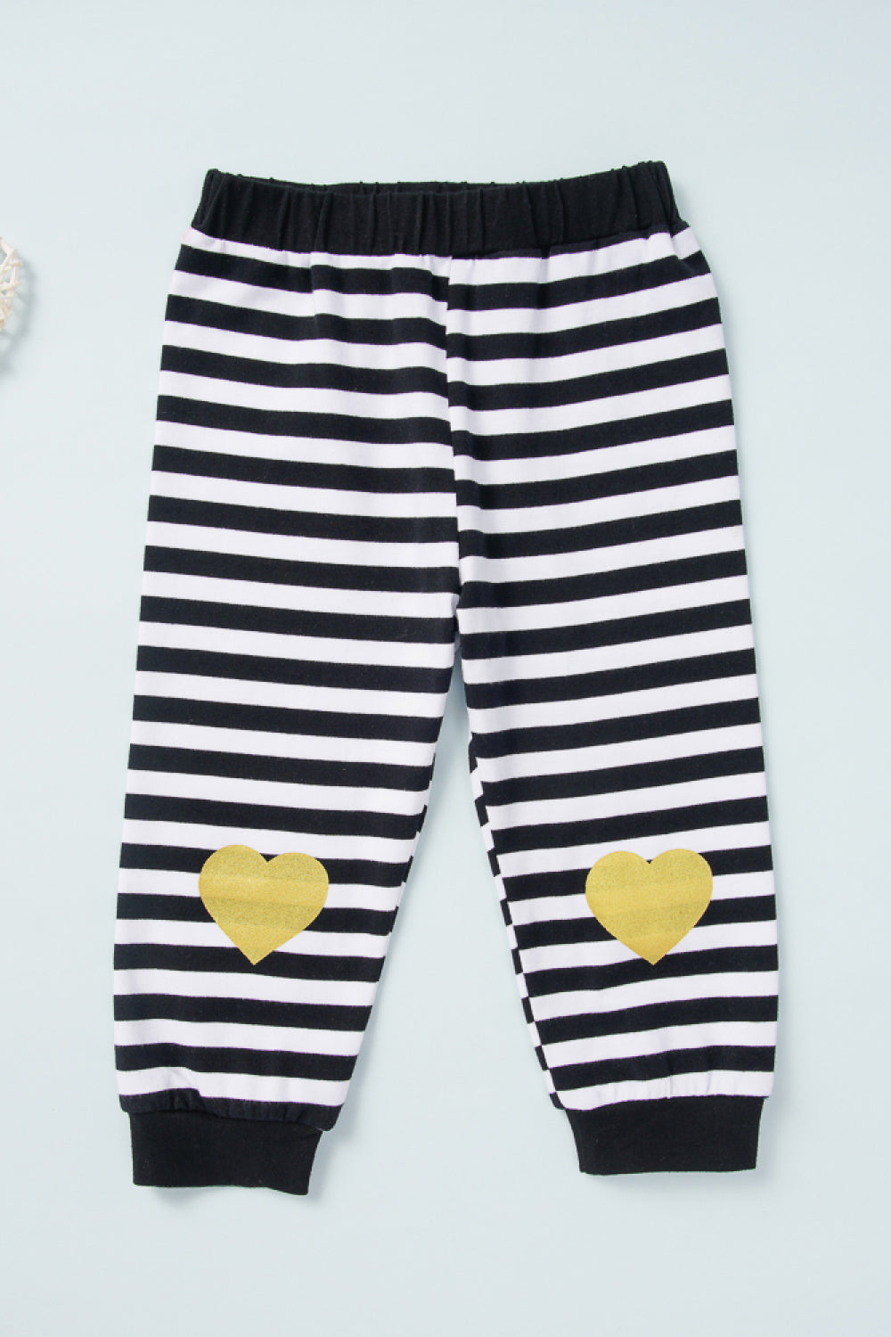 Girls Graphic Solid Onesie and Stripe Pants Set