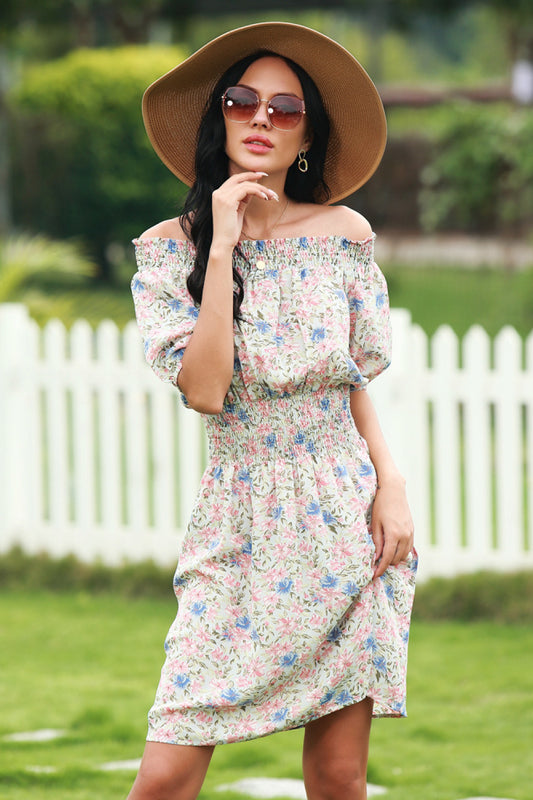 Floral Print Off-shoulder Dress