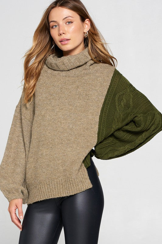 Asymmetrical Color Block Sweater