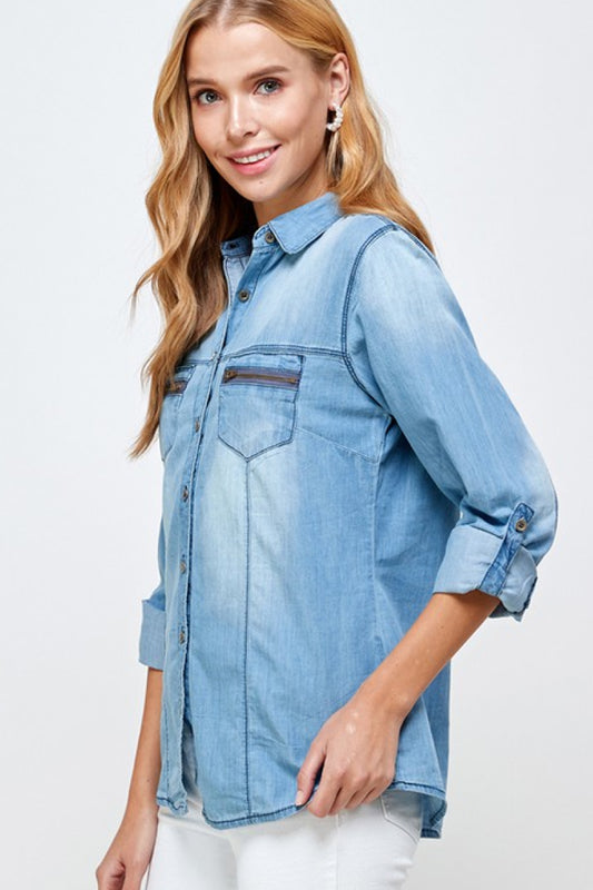 Chambray Denim Blouse