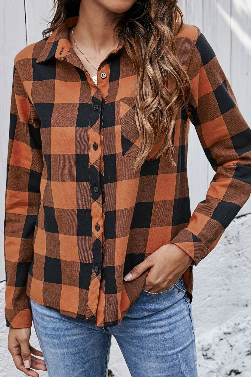 Plaid Button Up Pocket Blouse - Absolute Fashion 2020