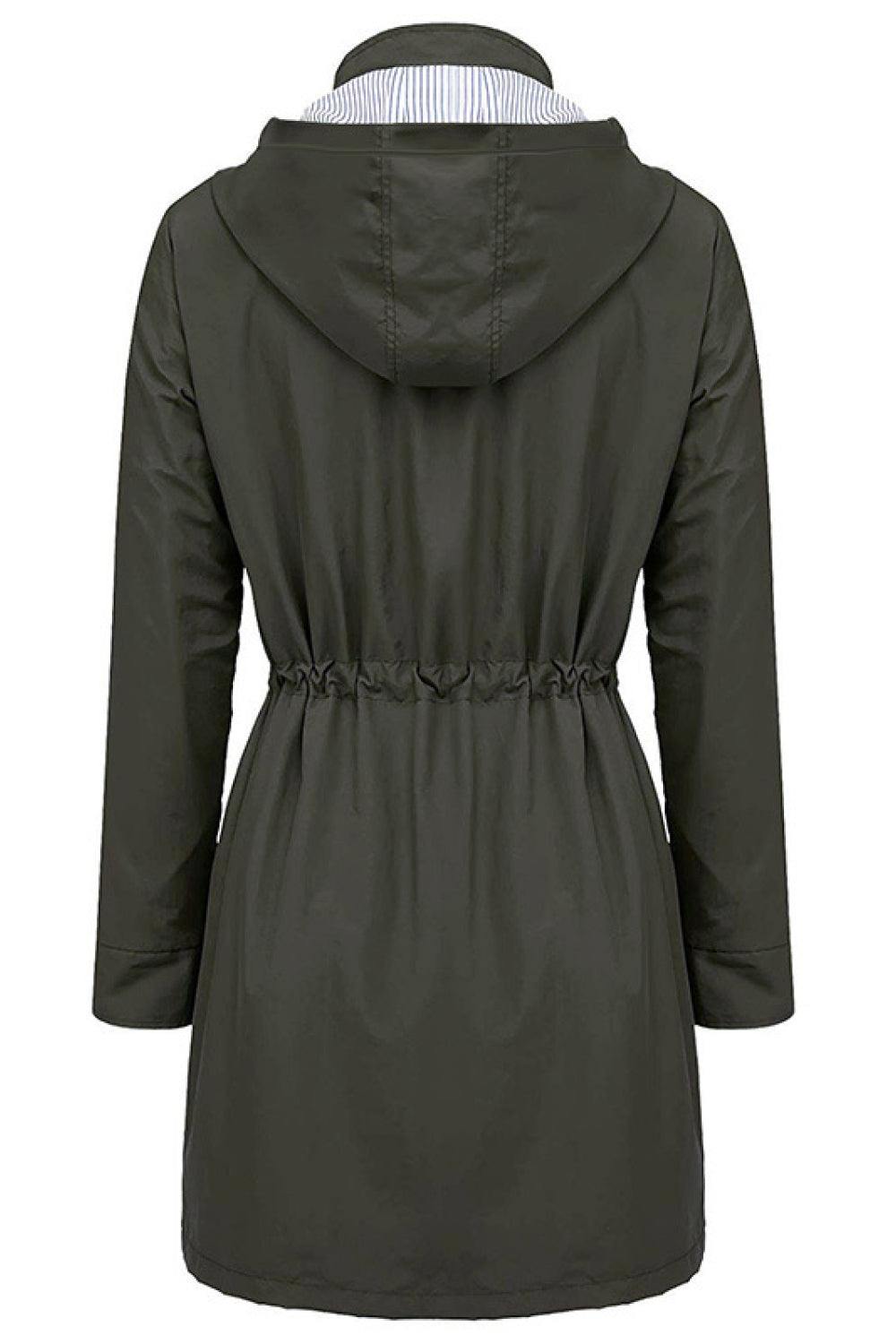 Drawstring Waist Flap Pocket Raincoat - Absolute Fashion 2020