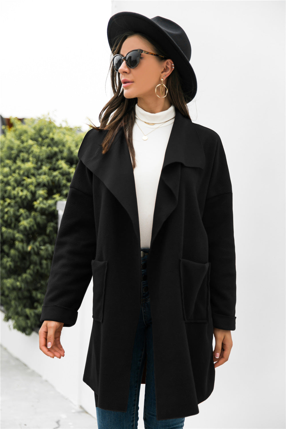 Waterfall Collar Open Front Coat - Absolute Fashion 2020