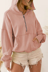 Zip-Up Dropped Shoulder Hoodie