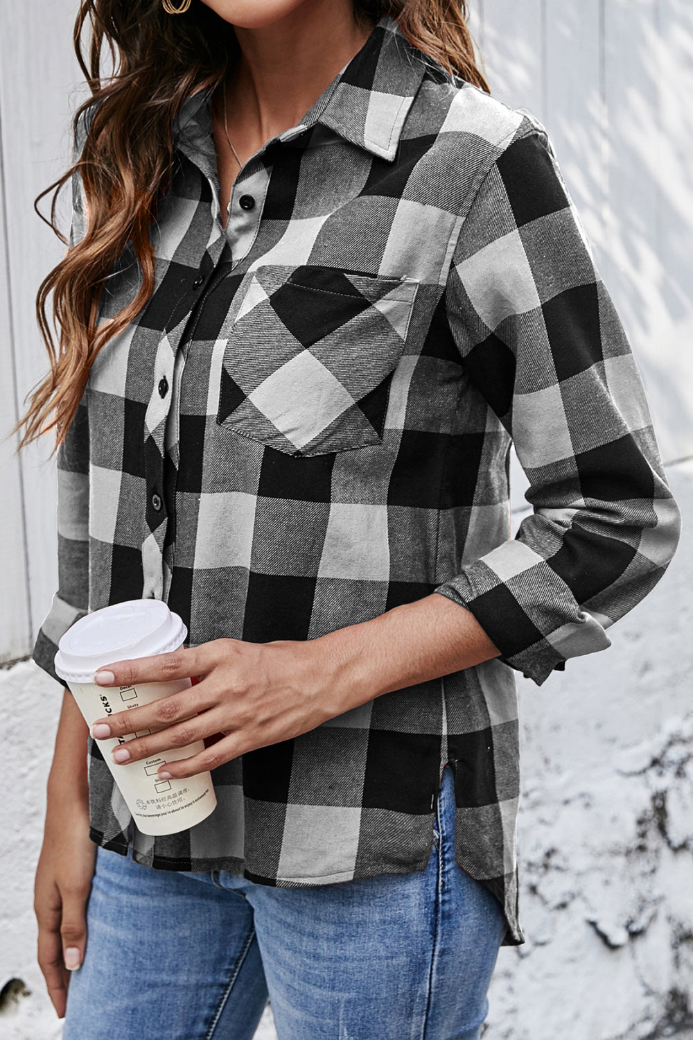 Plaid Button Up Pocket Blouse - Absolute Fashion 2020