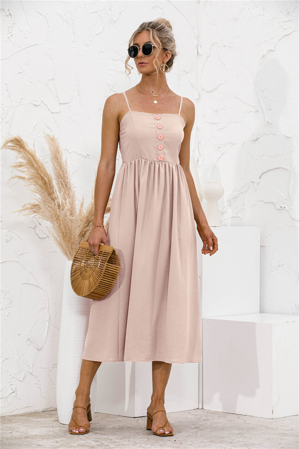 Spaghetti Straps Button down Dress - Absolute Fashion 2020